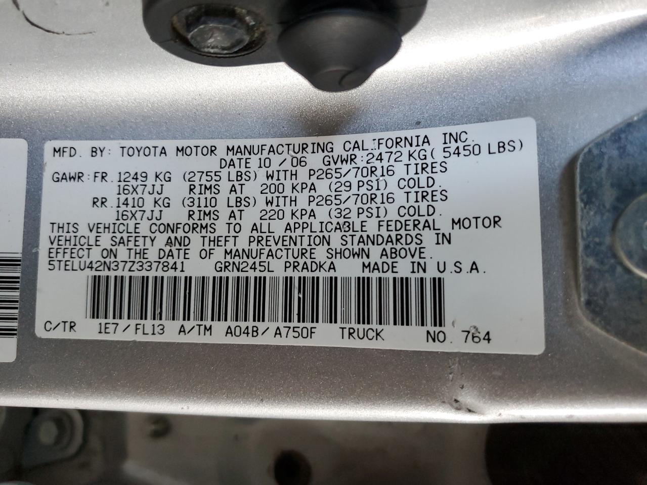 Lot #3309207624 2007 TOYOTA TACOMA DOUBLE CAB