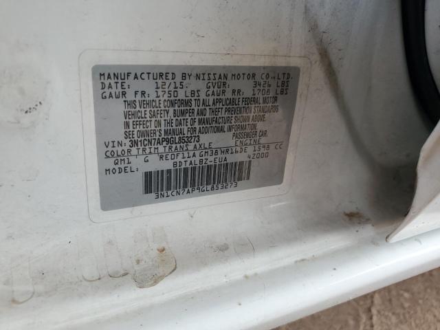 2016 NISSAN VERSA S 3N1CN7AP9GL853273