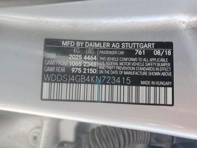 2019 MERCEDES-BENZ CLA 250 4M WDDSJ4GB4KN723415