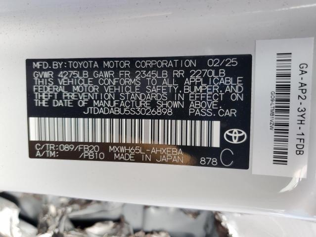 2025 TOYOTA PRIUS LE JTDADABU5S3026898