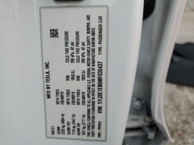 2021 TESLA MODEL 3 - 5YJ3E1EB6MF035437