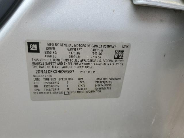 2017 CHEVROLET EQUINOX LT 2GNALCEKXH6269687