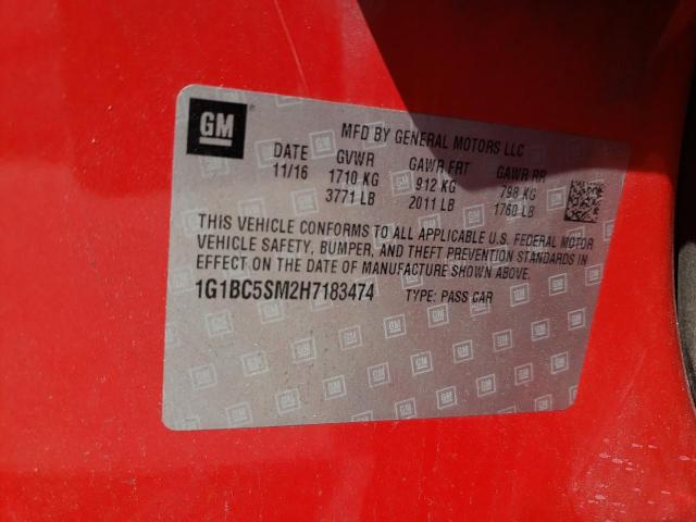 2017 CHEVROLET CRUZE LS 1G1BC5SM2H7183474