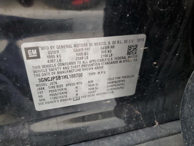 2017 CHEVROLET TRAX 1LT 3GNCJPSB1HL188700