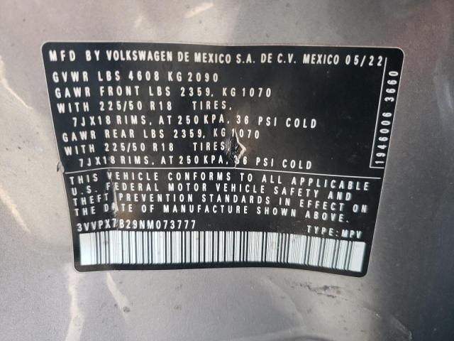 2022 VOLKSWAGEN TAOS SE IQ 3VVPX7B29NM073777