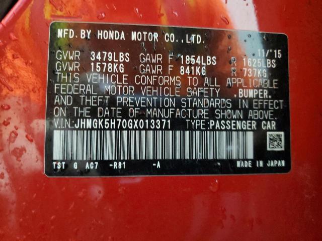 2016 HONDA FIT EX JHMGK5H70GX013371