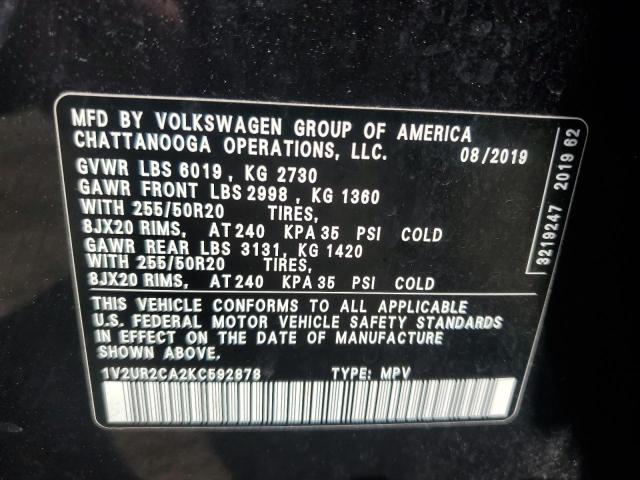 2019 VOLKSWAGEN ATLAS SE 1V2UR2CA2KC592878
