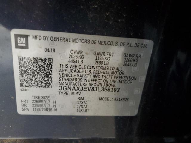 2018 CHEVROLET EQUINOX LT 3GNAXJEV8JL358193