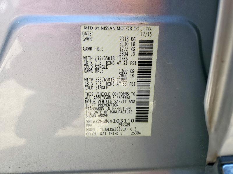 2016 NISSAN MURANO S 5N1AZ2MG8GN103110