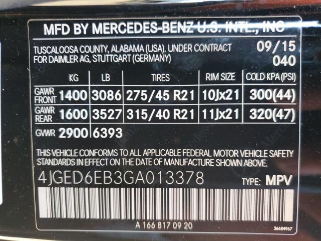 2016 MERCEDES-BENZ GLE COUPE 4JGED6EB3GA013378