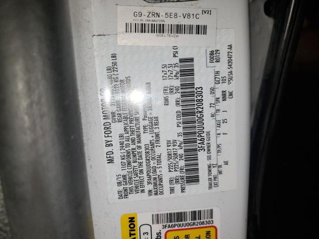2016 FORD FUSION S HYBRID 3FA6P0UU0GR208303
