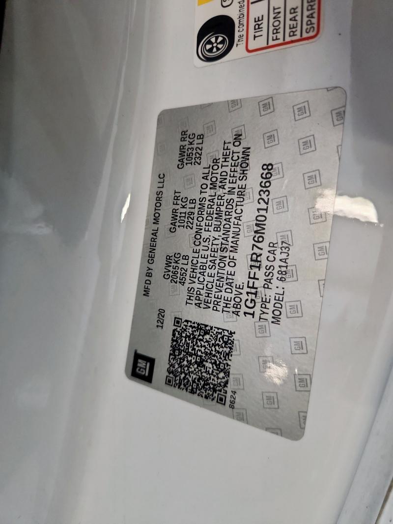 2021 CHEVROLET CAMARO LZ 1G1FF1R76M0123668