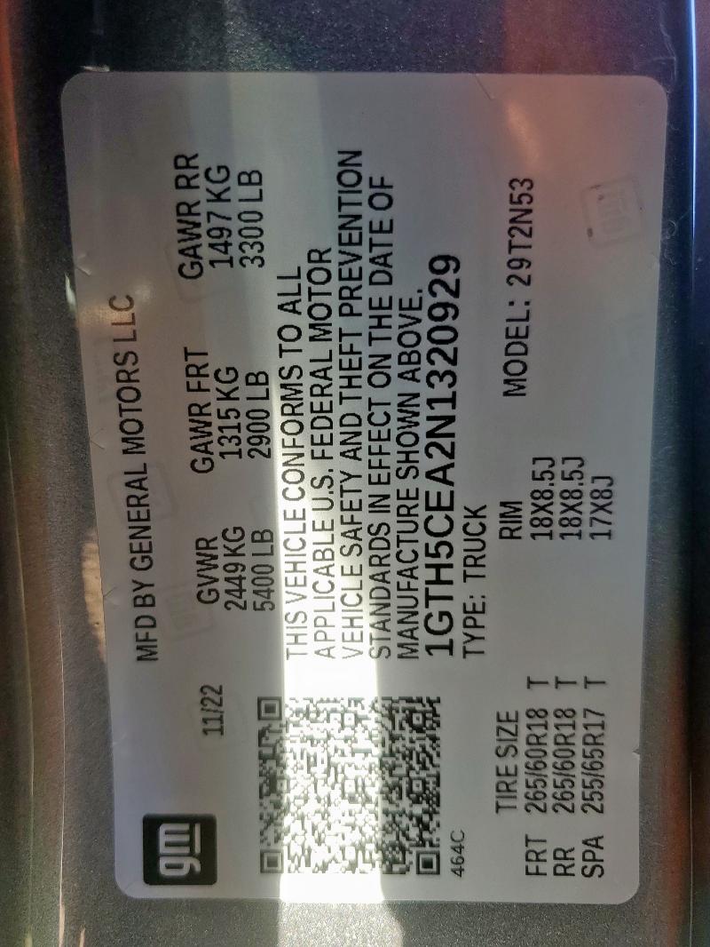 2022 GMC CANYON ELE 1GTH5CEA2N1320929