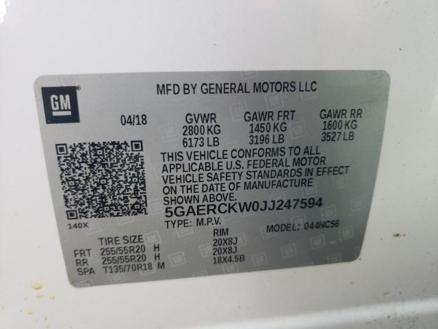 2018 BUICK ENCLAVE PREMIUM 5GAERCKW0JJ247594