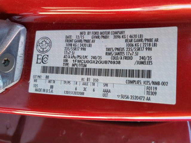 2016 FORD ESCAPE SE - 1FMCU0GX2GUB76938