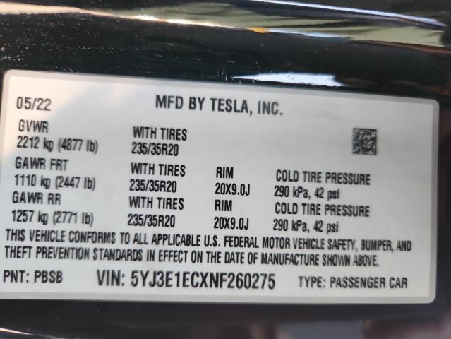 2022 TESLA MODEL 3 #3287877091