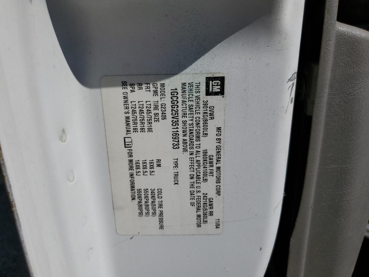 Lot #3246002174 2005 CHEVROLET EXPRESS G2