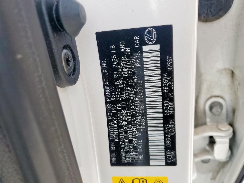 2019 LEXUS ES 350 58ABZ1B16KU040058