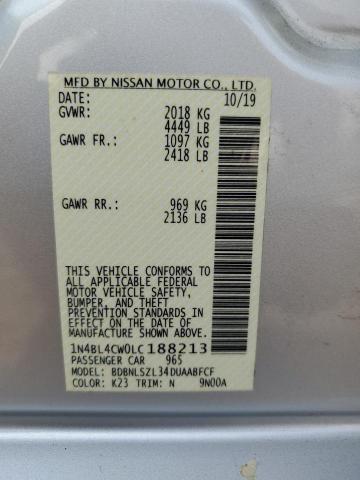2020 NISSAN ALTIMA SR 1N4BL4CW0LC188213