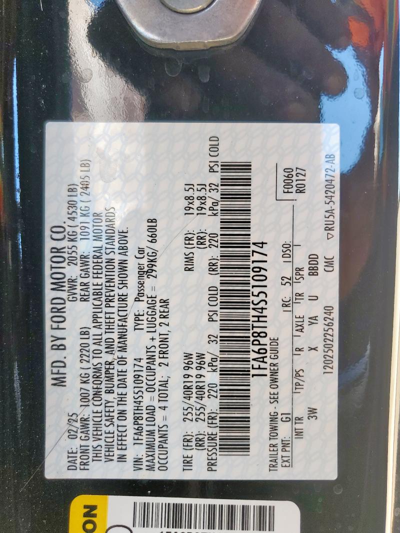 2025 FORD MUSTANG 1FA6P8TH4S5109174