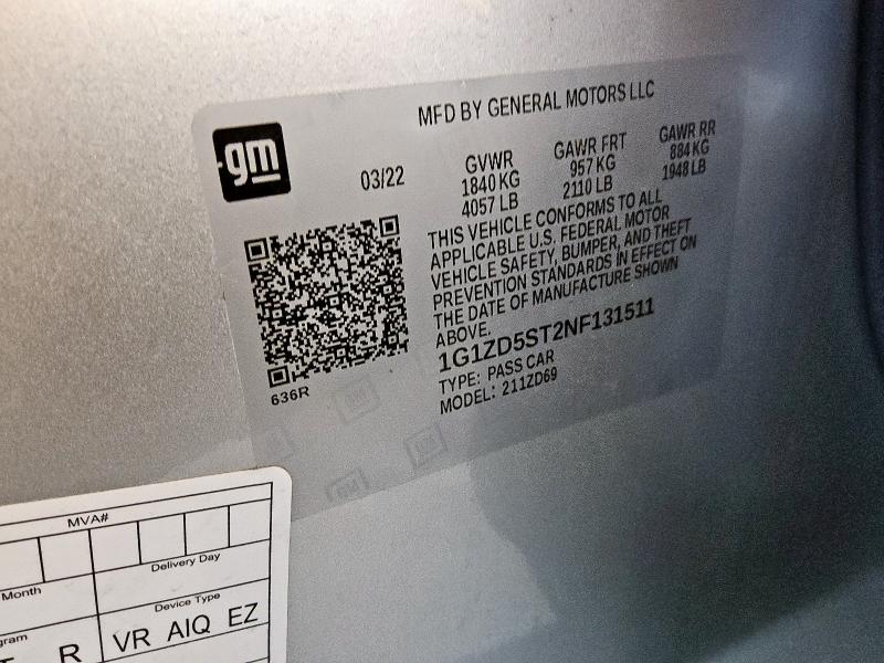2022 CHEVROLET MALIBU LT 1G1ZD5ST2NF131511