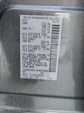 2020 NISSAN PATHFINDER 5N1DR2CNXLC646400