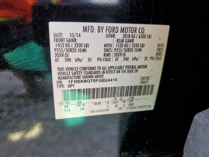 2015 FORD EXPLORER S - 1FM5K8GT5FGB24419