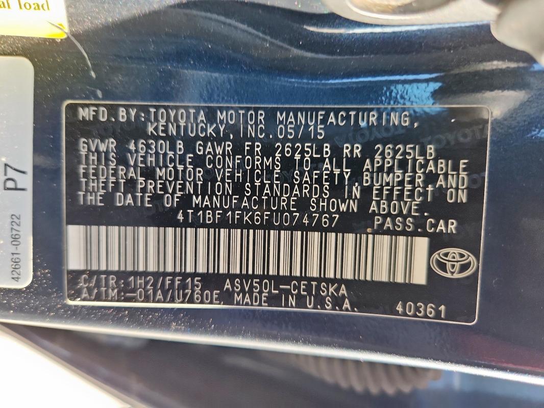 2015 TOYOTA CAMRY SE - 4T1BF1FK6FU074767