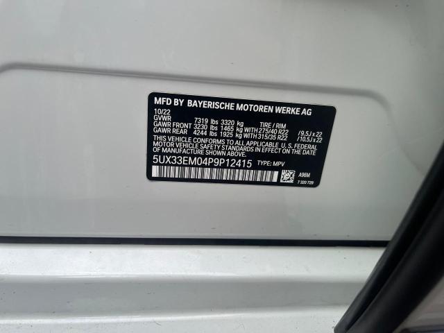 2023 BMW X7 M60I 5UX33EM04P9P12415