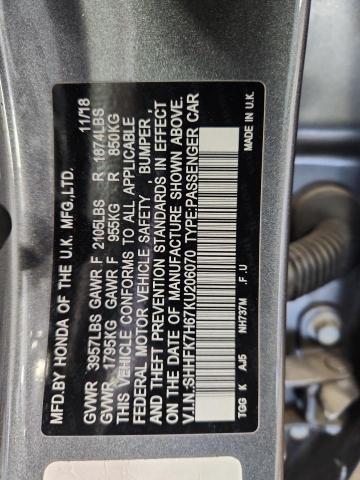 2019 HONDA CIVIC EX SHHFK7H67KU206070