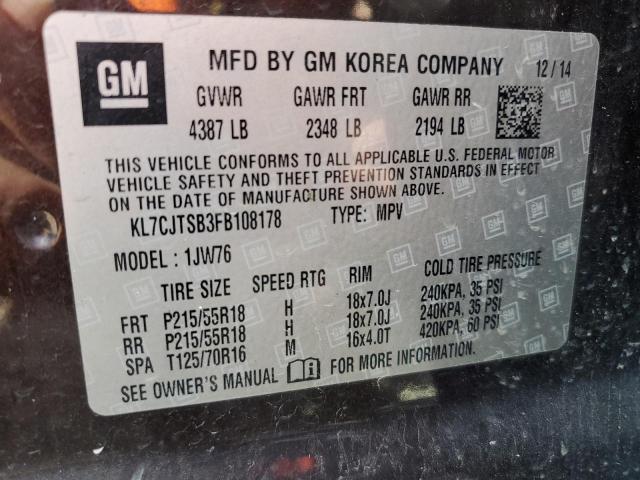 2015 CHEVROLET TRAX LTZ KL7CJTSB3FB108178
