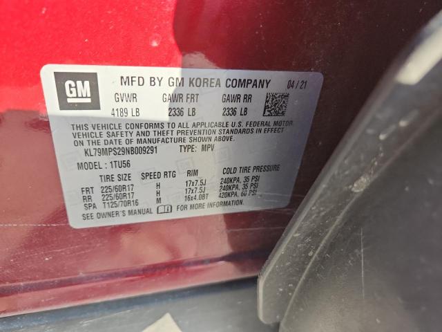 2022 CHEVROLET TRAILBLAZE KL79MPS29NB009291