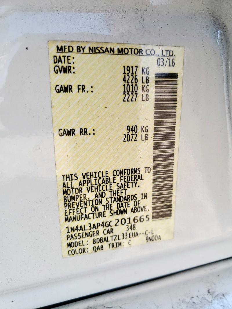 2016 NISSAN ALTIMA 2.5 - 1N4AL3AP4GC201665