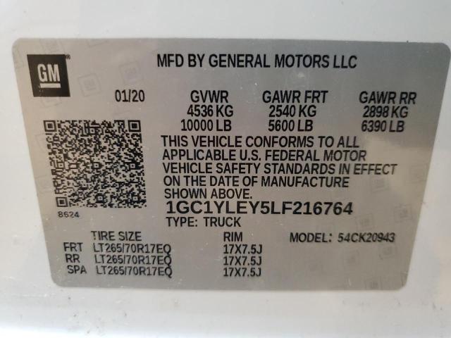 2020 CHEVROLET SILVERADO 1GC1YLEY5LF216764