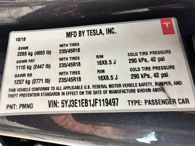 2018 TESLA MODEL 3 5YJ3E1EB1JF119497