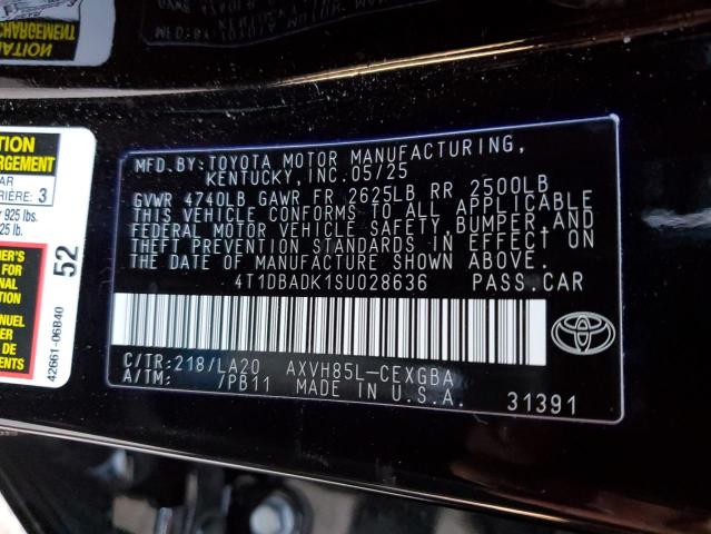 2025 TOYOTA CAMRY XSE - 4T1DBADK1SU028636