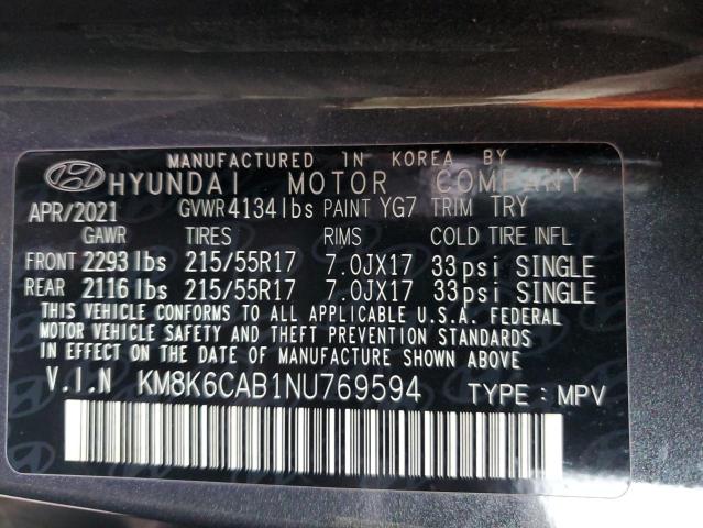 2022 HYUNDAI KONA SEL KM8K6CAB1NU769594