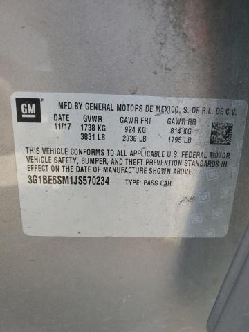 2018 CHEVROLET CRUZE LT 3G1BE6SM1JS570234