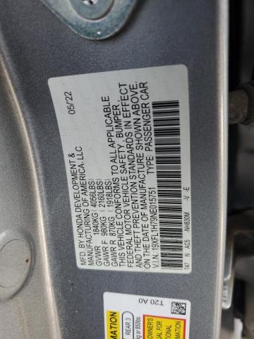 2022 HONDA CIVIC EXL 19XFL1H79NE015751