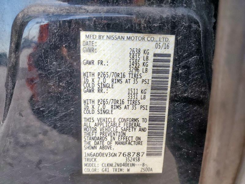 2016 NISSAN FRONTIER S - 1N6AD0EV3GN768787