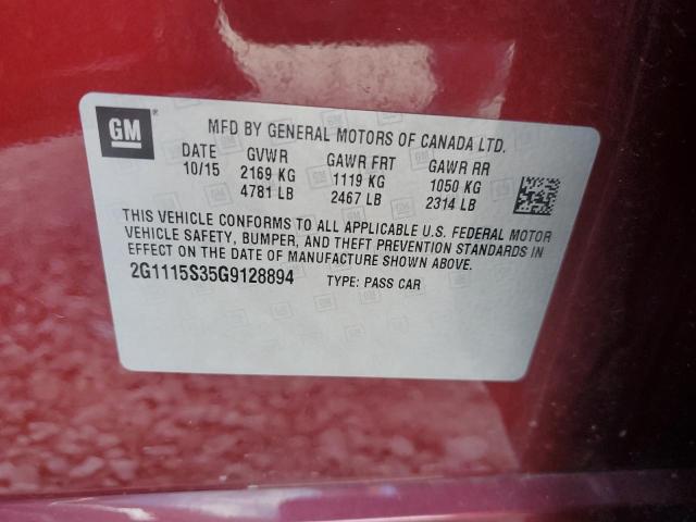 2016 CHEVROLET IMPALA LT 2G1115S35G9128894