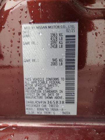 2025 NISSAN ALTIMA SV 1N4BL4DV4SN365838