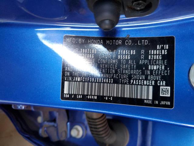 2018 HONDA CIVIC EX - JHMFC1F39JX034633