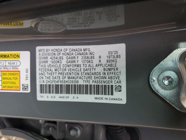 2025 HONDA CIVIC SPORT 2HGFE4F85SH339398
