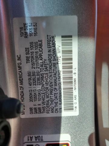 2016 HONDA CR-V LX #3290483487