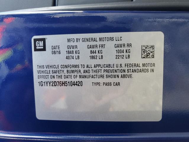 2017 CHEVROLET CORVETTE G 1G1YY2D76H5104420