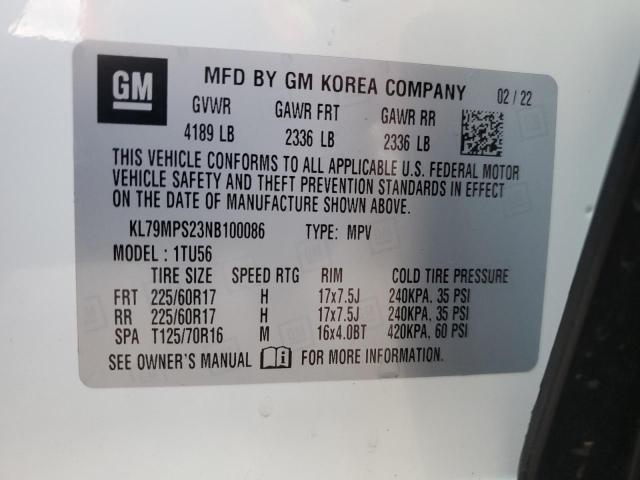 2022 CHEVROLET TRAILBLAZE - KL79MPS23NB100086