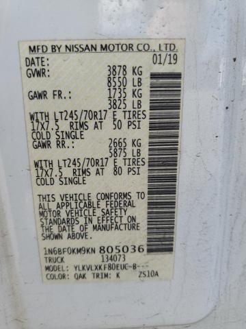 2019 NISSAN NV 1500 S 1N6BF0KM9KN805036