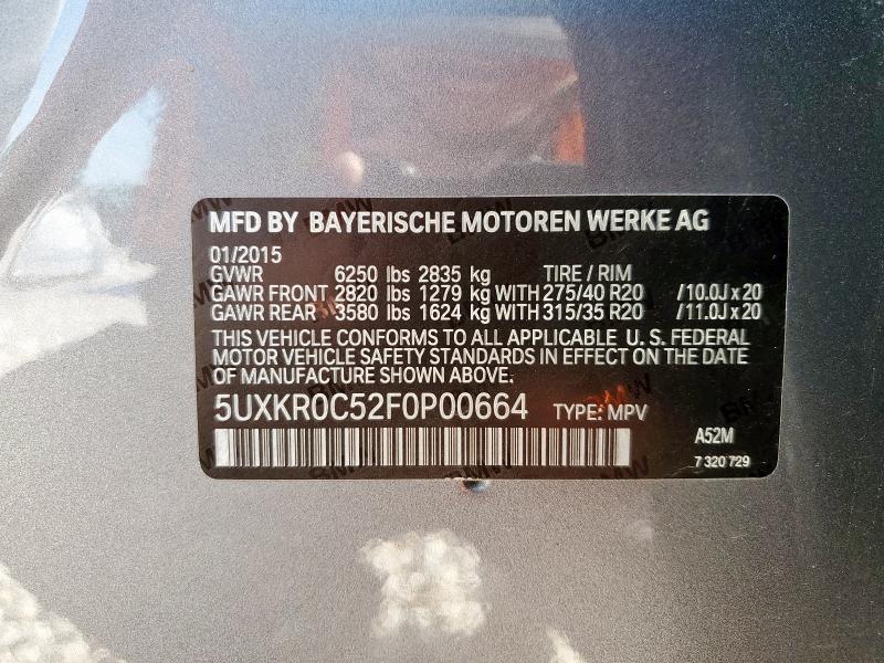 2015 BMW X5 XDRIVE3 - 5UXKR0C52F0P00664