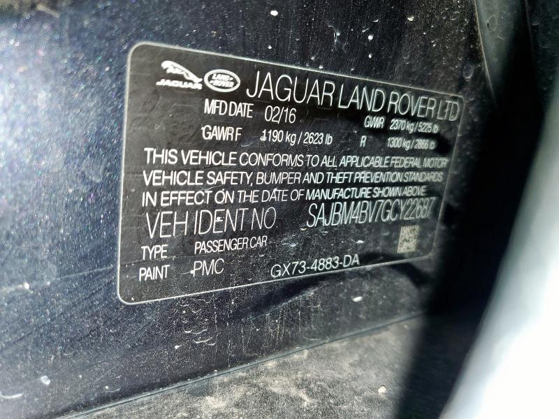 2016 JAGUAR XF S SAJBM4BV7GCY22687